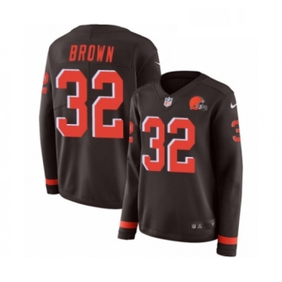 Womens Nike Cleveland Browns 32 Jim Brown Limited Brown Therma Long Sleeve NFL Jersey Womens Nike Cleveland Browns 32 Jim Brown Limited Brown Therma Long Sleeve NFL Jersey