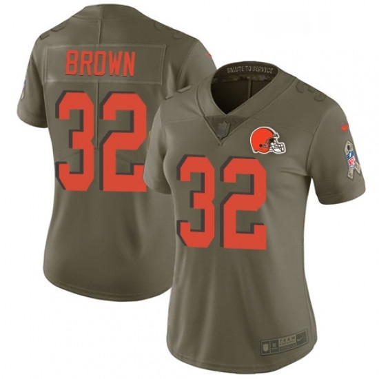 Womens Nike Cleveland Browns 32 Jim Brown Limited Olive 2017 Salute to Service NFL Jersey Womens Nike Cleveland Browns 32 Jim Brown Limited Olive 2017 Salute to Service NFL Jersey
