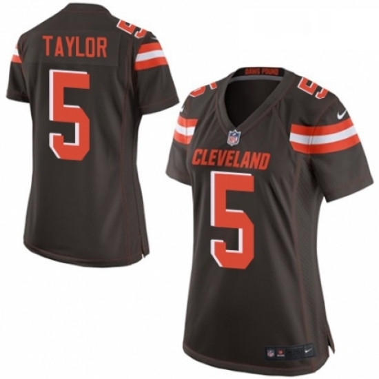 Womens Nike Cleveland Browns 5 Tyrod Taylor Game Brown Team Color NFL Jersey Womens Nike Cleveland Browns 5 Tyrod Taylor Game Brown Team Color NFL Jersey