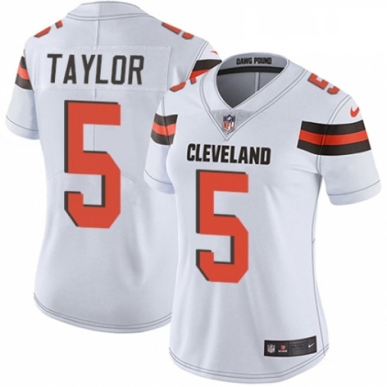 Womens Nike Cleveland Browns 5 Tyrod Taylor White Vapor Untouchable Limited Player NFL Jersey Womens Nike Cleveland Browns 5 Tyrod Taylor White Vapor Untouchable Limited Player NFL Jersey
