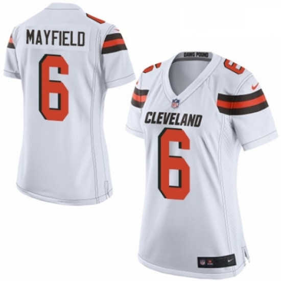 Womens Nike Cleveland Browns 6 Baker Mayfield Game White NFL Jersey Womens Nike Cleveland Browns 6 Baker Mayfield Game White NFL Jersey