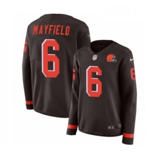 Womens Nike Cleveland Browns 6 Baker Mayfield Limited Brown Therma Long Sleeve NFL Jersey Womens Nike Cleveland Browns 6 Baker Mayfield Limited Brown Therma Long Sleeve NFL Jersey