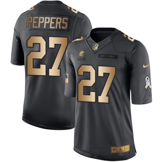 Nike Browns #27 Jabrill Peppers Black Youth Stitched NFL Limited Gold Salute to Service Jersey Nike Browns #27 Jabrill Peppers Black Youth Stitched NFL Limited Gold Salute to Service Jersey