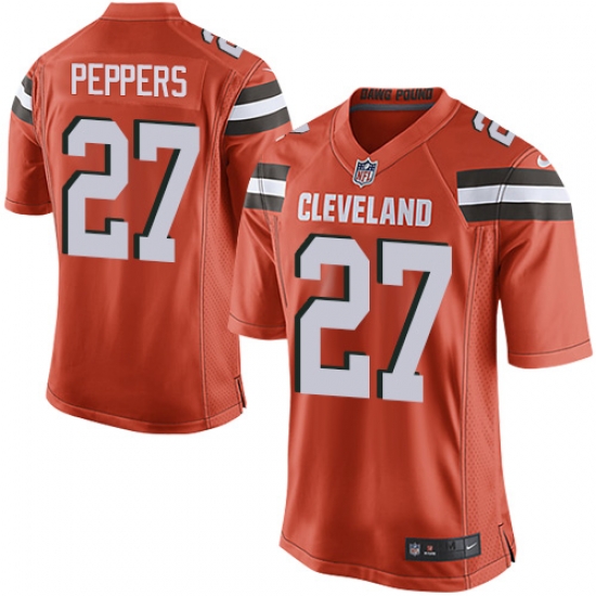 Nike Browns #27 Jabrill Peppers Orange Alternate Youth Stitched NFL New Elite Jersey Nike Browns #27 Jabrill Peppers Orange Alternate Youth Stitched NFL New Elite Jersey