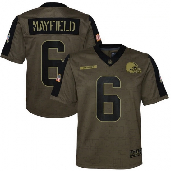 Youth Cleveland Browns Baker Mayfield Nike Olive 2021 Salute To Service Game Jersey Youth Cleveland Browns Baker Mayfield Nike Olive 2021 Salute To Service Game Jersey