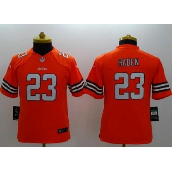 Youth Nike Cleveland Browns #23 Joe Haden Orange Alternate Stitched NFL Limited Jersey