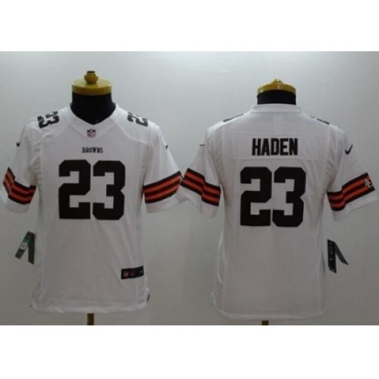 Youth Nike Cleveland Browns #23 Joe Haden White Stitched NFL Limited Jersey Youth Nike Cleveland Browns #23 Joe Haden White Stitched NFL Limited Jersey