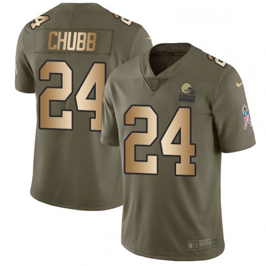 Youth Nike Cleveland Browns 24 Nick Chubb Limited Olive Gold 2017 Salute to Service NFL Jersey Youth Nike Cleveland Browns 24 Nick Chubb Limited Olive Gold 2017 Salute to Service NFL Jersey