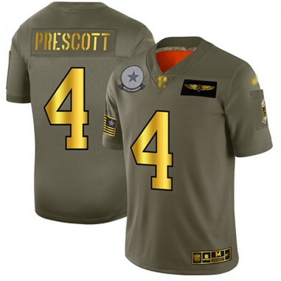 Cowboys 4 Dak Prescott Camo Gold Men Stitched Football Limited 2019 Salute To Service Jersey Cowboys 4 Dak Prescott Camo Gold Men Stitched Football Limited 2019 Salute To Service Jersey