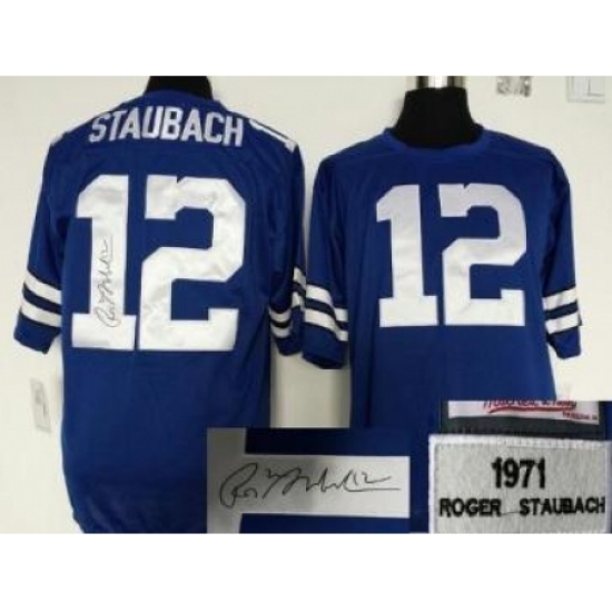 Dallas Cowboys 12 R Staubach Blue Throwback M&N Signed NFL Jerseys Dallas Cowboys 12 R Staubach Blue Throwback M&N Signed NFL Jerseys