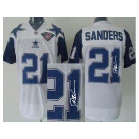 Dallas Cowboys 21 Deion Sanders White 75TH Patch Throwback M&N Signed NFL Jerseys Dallas Cowboys 21 Deion Sanders White 75TH Patch Throwback M&N Signed NFL Jerseys
