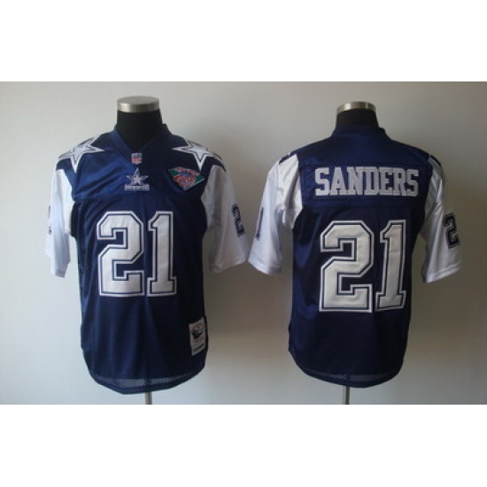 Dallas Cowboys 21 Deion Sanders blue Throwback 75th