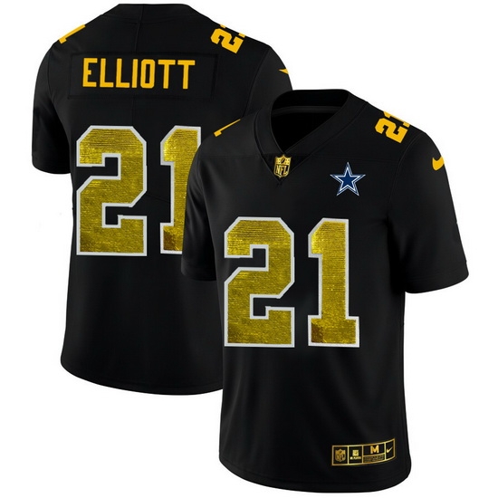 Dallas Cowboys 21 Ezekiel Elliott Men Black Nike Golden Sequin Vapor Limited NFL Jersey Dallas Cowboys 21 Ezekiel Elliott Men Black Nike Golden Sequin Vapor Limited NFL Jersey