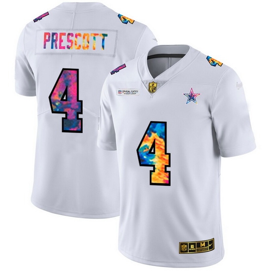 Dallas Cowboys 4 Dak Prescott Men White Nike Multi Color 2020 NFL Crucial Catch Limited NFL Jersey Dallas Cowboys 4 Dak Prescott Men White Nike Multi Color 2020 NFL Crucial Catch Limited NFL Jersey