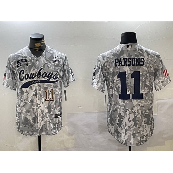 Men Dallas Cowboys 11 Micah Parsons 2024 Arctic Camo Salute To Service Stitched Baseball Jersey 6 Men Dallas Cowboys 11 Micah Parsons 2024 Arctic Camo Salute To Service Stitched Baseball Jersey 6