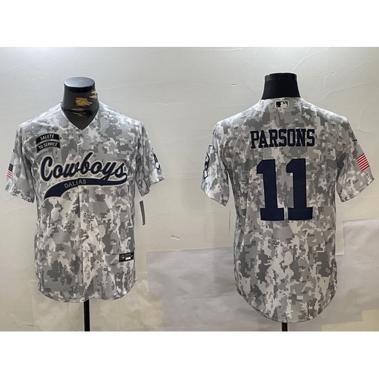 Men Dallas Cowboys 11 Micah Parsons 2024 Arctic Camo Salute To Service Stitched Baseball Jersey Men Dallas Cowboys 11 Micah Parsons 2024 Arctic Camo Salute To Service Stitched Baseball Jersey