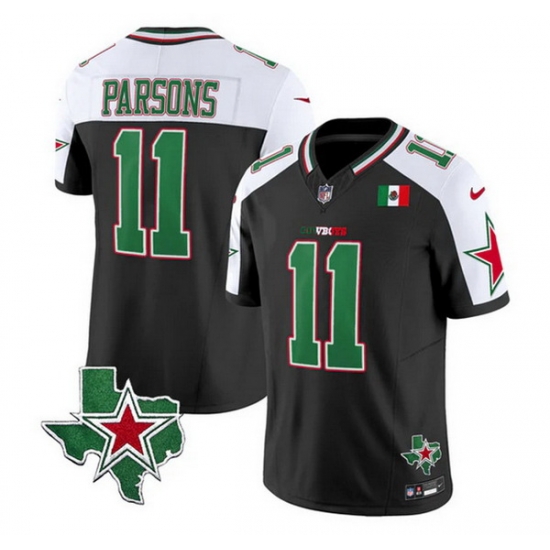 Men Dallas Cowboys 11 Micah Parsons 2024 Mexico Black White F U S E  Stitched Football Jersey