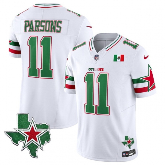 Men Dallas Cowboys 11 Micah Parsons 2024 Mexico White F U S E Stitched Football Jersey Men Dallas Cowboys 11 Micah Parsons 2024 Mexico White F U S E Stitched Football Jersey