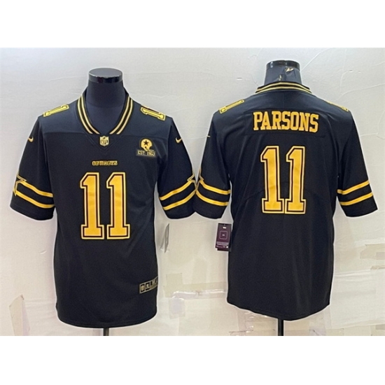Men Dallas Cowboys 11 Micah Parsons Black Gold Edition With 1960 Patch Limited Stitched Football Jersey Men Dallas Cowboys 11 Micah Parsons Black Gold Edition With 1960 Patch Limited Stitched Football Jersey