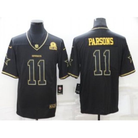 Men Dallas Cowboys 11 Micah Parsons Black Golden Edition Limited Stitched Jersey Men Dallas Cowboys 11 Micah Parsons Black Golden Edition Limited Stitched Jersey