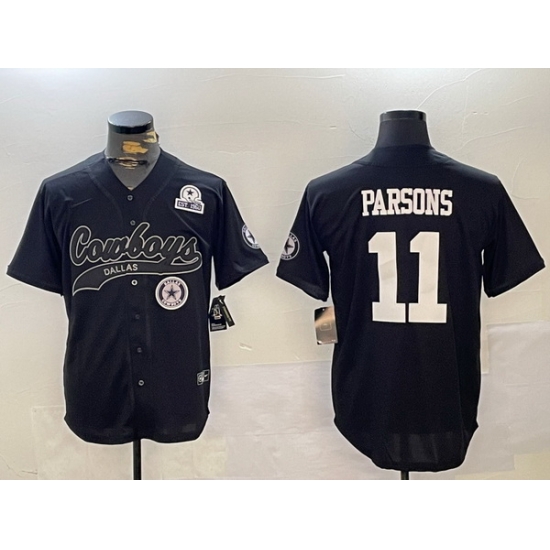 Men Dallas Cowboys 11 Micah Parsons Black With Patch Cool Base Stitched Baseball Jersey 6 Men Dallas Cowboys 11 Micah Parsons Black With Patch Cool Base Stitched Baseball Jersey 6