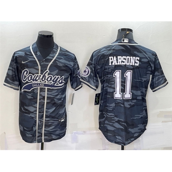 Men Dallas Cowboys 11 Micah Parsons Grey Camo With Patch Cool Base Stitched Baseball Jersey Men Dallas Cowboys 11 Micah Parsons Grey Camo With Patch Cool Base Stitched Baseball Jersey