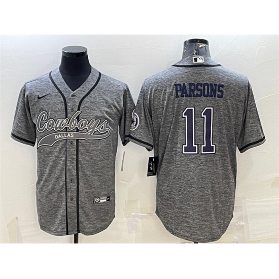 Men Dallas Cowboys 11 Micah Parsons Grey With Patch Cool Base Stitched Baseball JerseyS Men Dallas Cowboys 11 Micah Parsons Grey With Patch Cool Base Stitched Baseball JerseyS