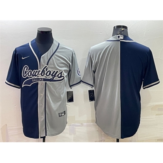 Men Dallas Cowboys 11 Micah Parsons Navy Grey Split With Patch Cool Base Stitched Baseball Jersey Men Dallas Cowboys 11 Micah Parsons Navy Grey Split With Patch Cool Base Stitched Baseball Jersey