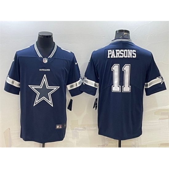 Men Dallas Cowboys 11 Micah Parsons Navy Team Big Logo Limited Stitched Jersey Men Dallas Cowboys 11 Micah Parsons Navy Team Big Logo Limited Stitched Jersey