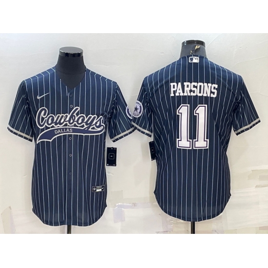 Men Dallas Cowboys 11 Micah Parsons Navy With Patch Cool Base Stitched Baseball Jersey Men Dallas Cowboys 11 Micah Parsons Navy With Patch Cool Base Stitched Baseball Jersey