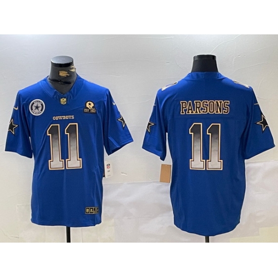 Men Dallas Cowboys 11 Micah Parsons Royal F U S E With Established In 1960 Patch Stitched Football Jersey Men Dallas Cowboys 11 Micah Parsons Royal F U S E With Established In 1960 Patch Stitched Football Jersey