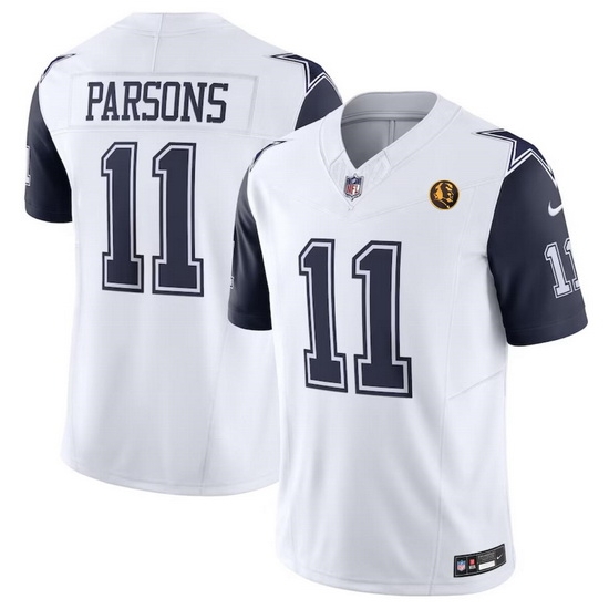 Men Dallas Cowboys 11 Micah Parsons White 2023 F U S E With John Madden Patch Vapor Limited Stitched Football Jersey Men Dallas Cowboys 11 Micah Parsons White 2023 F U S E With John Madden Patch Vapor Limited Stitched Football Jersey