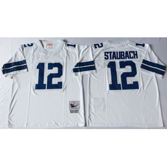 Men Dallas Cowboys 12 Roger Staubach White M&N Throwback Jersey Men Dallas Cowboys 12 Roger Staubach White M&N Throwback Jersey