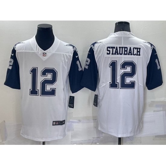 Men Dallas Cowboys 12 Roger Staubach white Limited Stitched Football Jerse