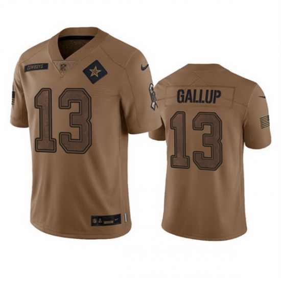 Men Dallas Cowboys 13 Michael Gallup 2023 Brown Salute To Service Limited Stitched Football Jersey Men Dallas Cowboys 13 Michael Gallup 2023 Brown Salute To Service Limited Stitched Football Jersey