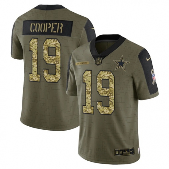 Men Dallas Cowboys 19 Amari Cooper 2021 Salute To Service Olive Camo Limited Stitched Jersey Men Dallas Cowboys 19 Amari Cooper 2021 Salute To Service Olive Camo Limited Stitched Jersey
