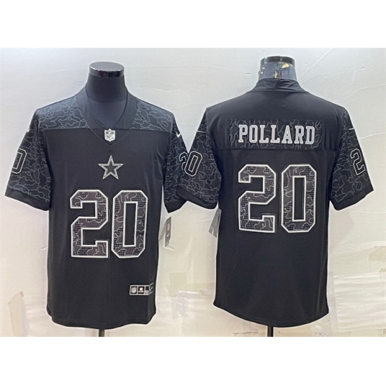 Men Dallas Cowboys 20 Tony Pollard Black Reflective Limited Stitched Football Jersey Men Dallas Cowboys 20 Tony Pollard Black Reflective Limited Stitched Football Jersey