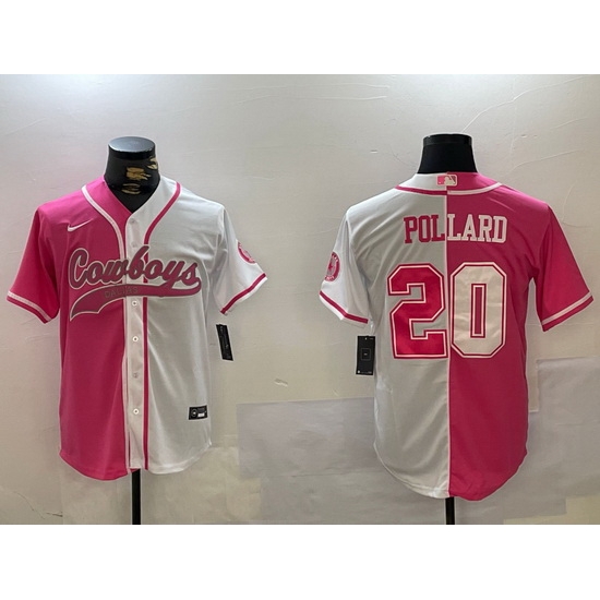 Men Dallas Cowboys 20 Tony Pollard Red White With Patch Cool Base Stitched Baseball Jersey 5 Men Dallas Cowboys 20 Tony Pollard Red White With Patch Cool Base Stitched Baseball Jersey 5