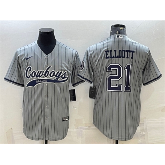 Men Dallas Cowboys 21 Ezekiel Elliott Grey With Patch Cool Base Stitched Baseball Jersey Men Dallas Cowboys 21 Ezekiel Elliott Grey With Patch Cool Base Stitched Baseball Jersey