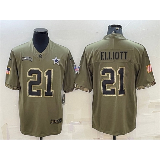 Men Dallas Cowboys 21 Ezekiel Elliott Olive 2022 Salute To Service Limited Stitched Jersey Men Dallas Cowboys 21 Ezekiel Elliott Olive 2022 Salute To Service Limited Stitched Jersey