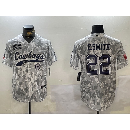 Men Dallas Cowboys 22 Emmitt Smith 2024 Arctic Camo Salute To Service Stitched Baseball Jersey 3 Men Dallas Cowboys 22 Emmitt Smith 2024 Arctic Camo Salute To Service Stitched Baseball Jersey 3