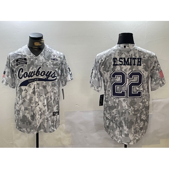 Men Dallas Cowboys 22 Emmitt Smith 2024 Arctic Camo Salute To Service Stitched Baseball Jersey 5 Men Dallas Cowboys 22 Emmitt Smith 2024 Arctic Camo Salute To Service Stitched Baseball Jersey 5