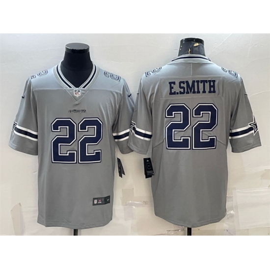 Men Dallas Cowboys 22 Emmitt Smith Grey Inverted Edition Stitched Jersey Men Dallas Cowboys 22 Emmitt Smith Grey Inverted Edition Stitched Jersey