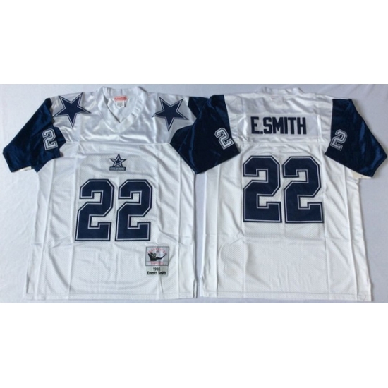 Men Dallas Cowboys 22 Emmitt Smith White M&N Throwback Jersey Men Dallas Cowboys 22 Emmitt Smith White M&N Throwback Jersey