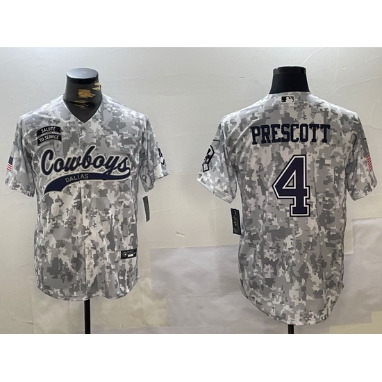 Men Dallas Cowboys 4 Dak Prescott 2024 Arctic Camo Salute To Service Stitched Baseball Jersey Men Dallas Cowboys 4 Dak Prescott 2024 Arctic Camo Salute To Service Stitched Baseball Jersey