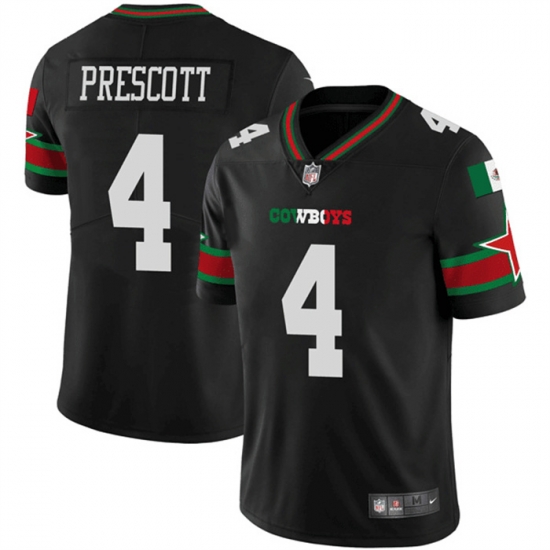 Men Dallas Cowboys 4 Dak Prescott Black Mexico Vapor Limited Stitched Football Jersey Men Dallas Cowboys 4 Dak Prescott Black Mexico Vapor Limited Stitched Football Jersey