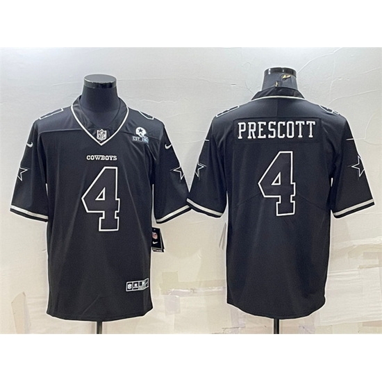 Men Dallas Cowboys 4 Dak Prescott Black With 1960 Patch Limited Stitched Football Jersey Men Dallas Cowboys 4 Dak Prescott Black With 1960 Patch Limited Stitched Football Jersey