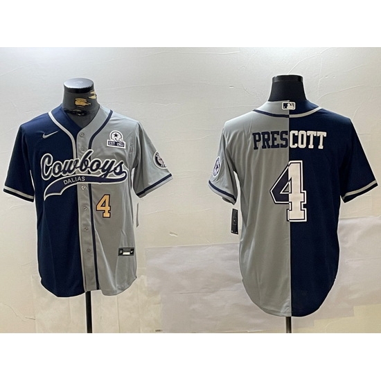 Men Dallas Cowboys 4 grey Team With Patch Cool Base Stitched Baseball Jersey 17 Men Dallas Cowboys 4 grey Team With Patch Cool Base Stitched Baseball Jersey 17