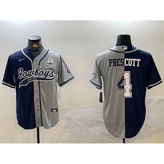 Men Dallas Cowboys 4 grey Team With Patch Cool Base Stitched Baseball Jersey 1 Men Dallas Cowboys 4 grey Team With Patch Cool Base Stitched Baseball Jersey 1