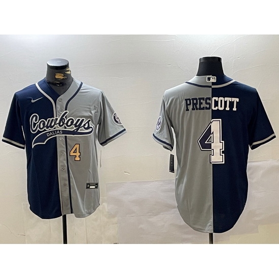 Men Dallas Cowboys 4 grey Team With Patch Cool Base Stitched Baseball Jersey 6 Men Dallas Cowboys 4 grey Team With Patch Cool Base Stitched Baseball Jersey 6